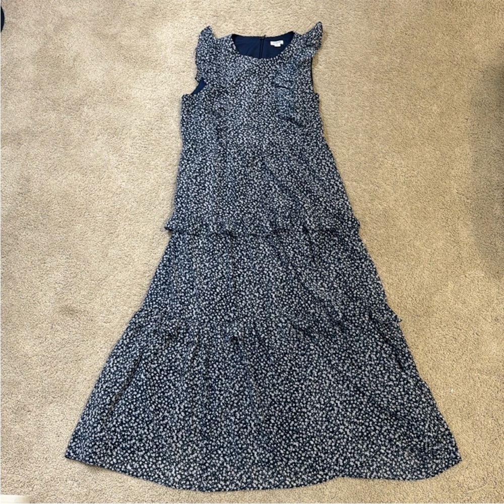 J. Crew Navy Blue floral sleeveless dress
